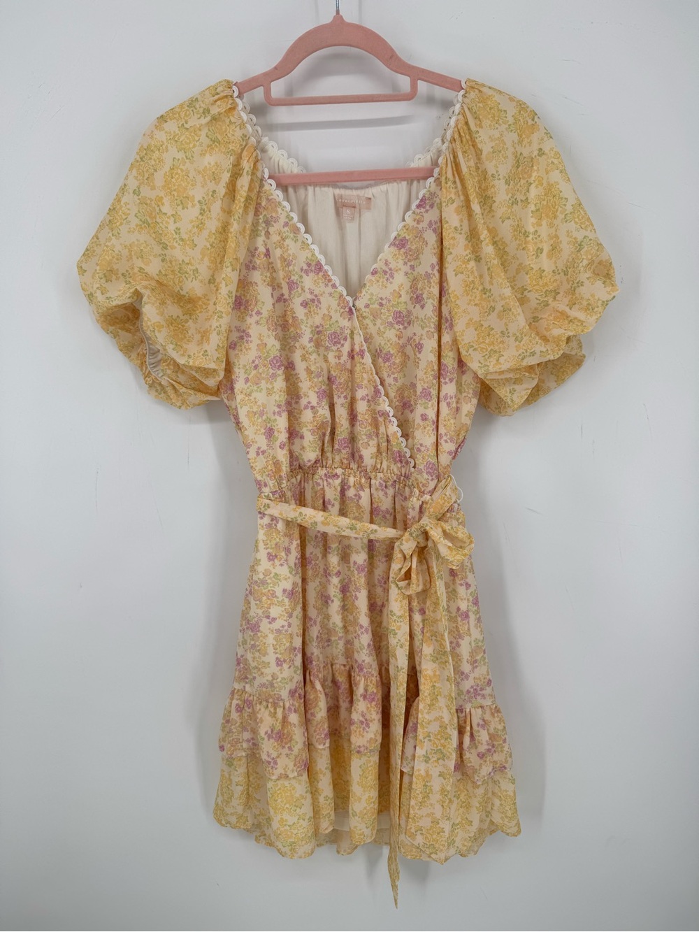 Love Colétte Floral Cottagecore Puff Sleeve BohoChic Fairycore Mini Dress Small